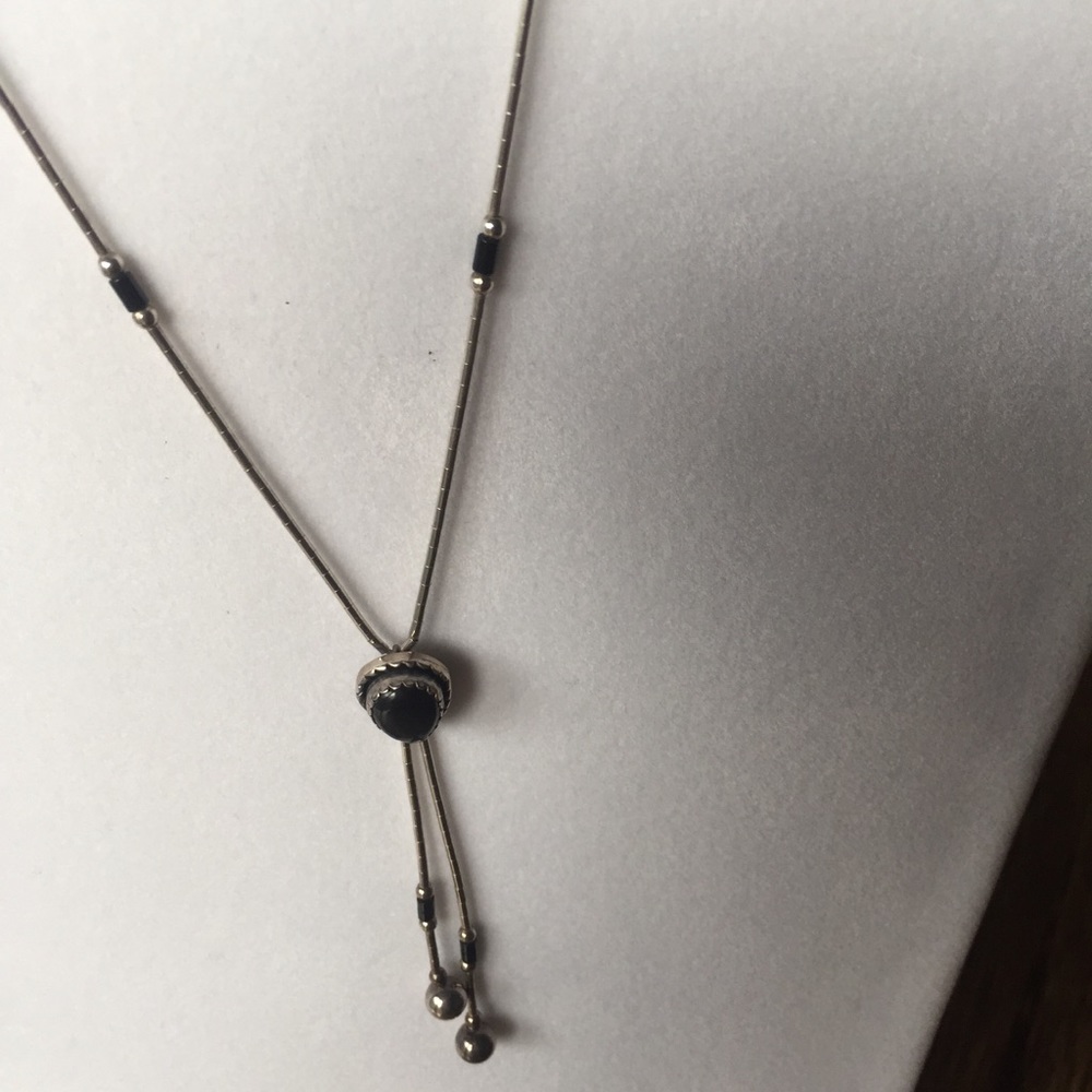 Silvertone & Black Necklace